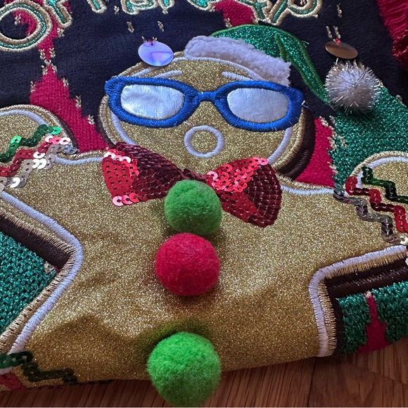 99 Jane Street Women Medium OH SNAP Gingerbread Man Ugly Christmas Sweater Vest - Picture 9 of 12